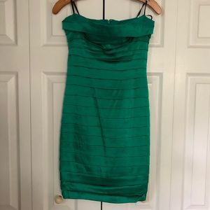 Strapless, Green Silk Dress